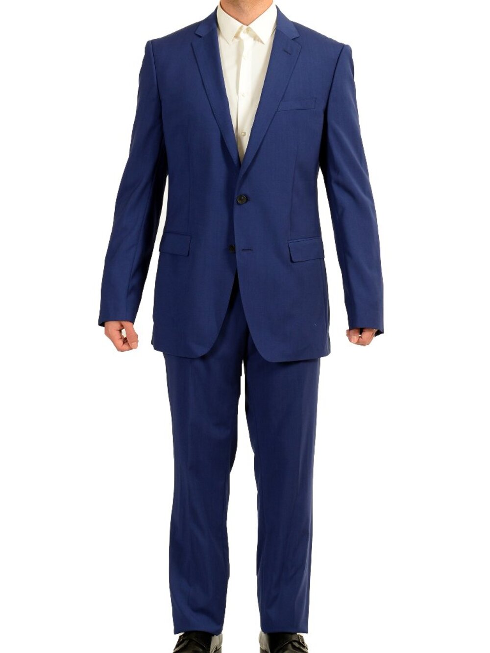 Hugo Boss Men's "Huge6/Genius5" Slim Fit Blue 100% Wool Suit US 44L IT 54L